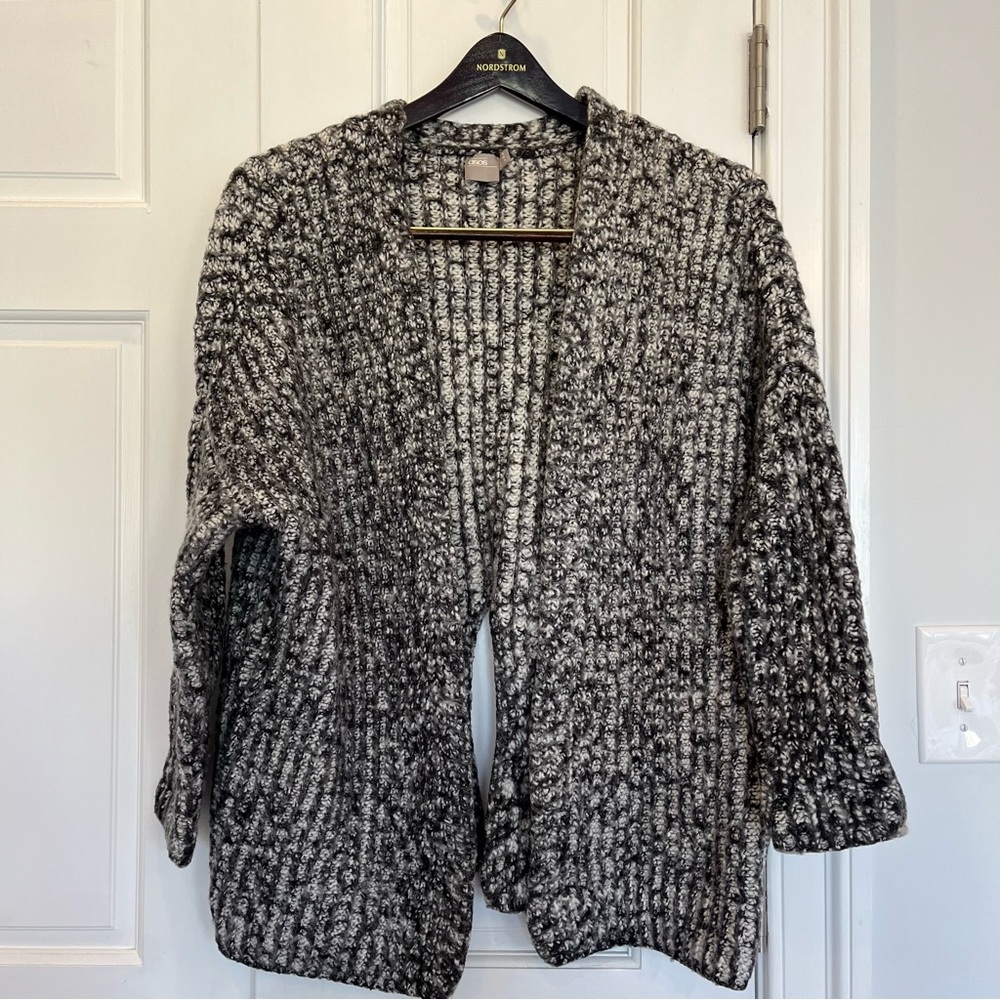 ASOS Black and White Thick Warm Open Cardigan Sweater Size S
